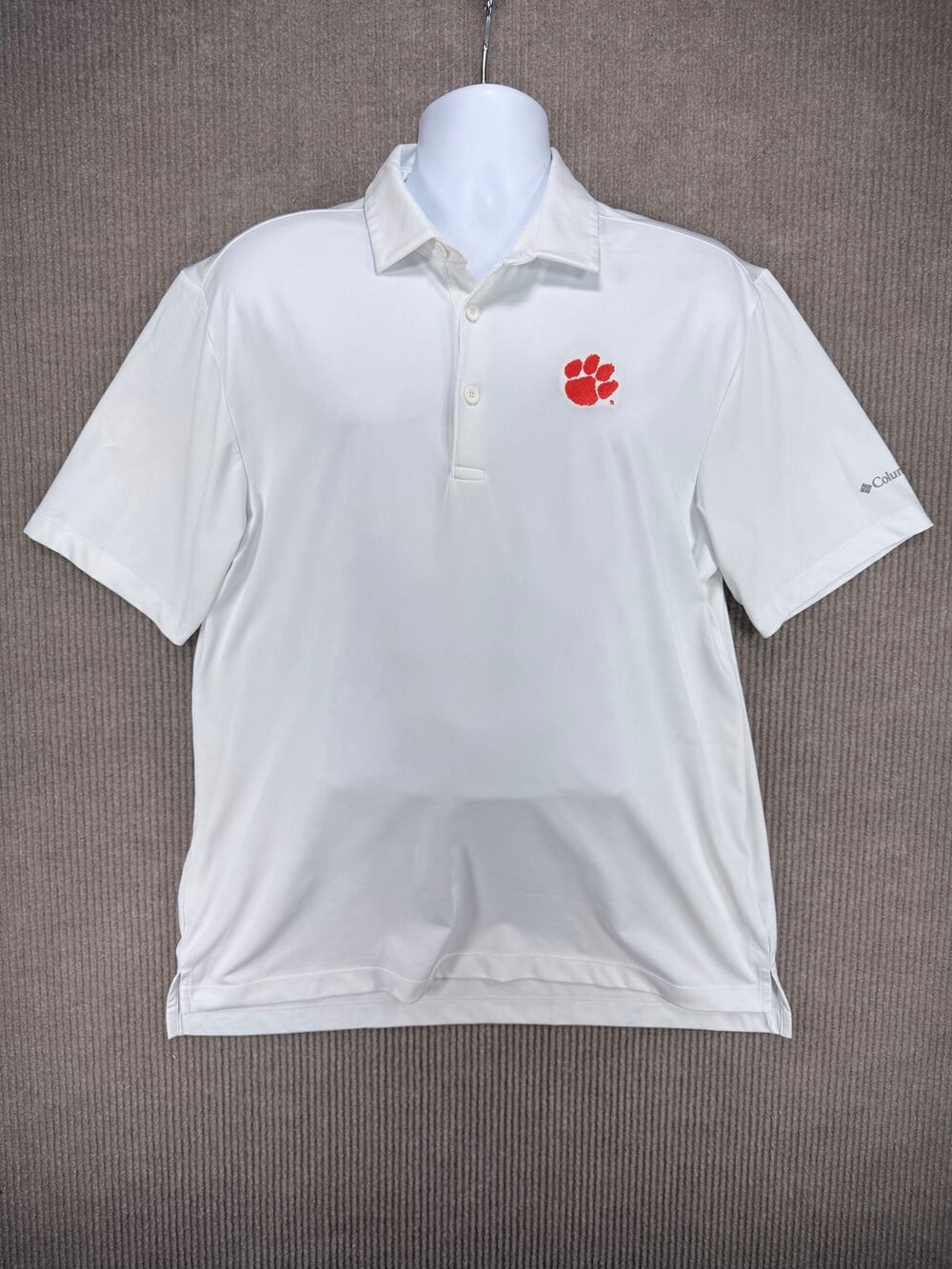 Columbia Golf Clemson Tigers Omni-Wick White Polo Shirt Size XL